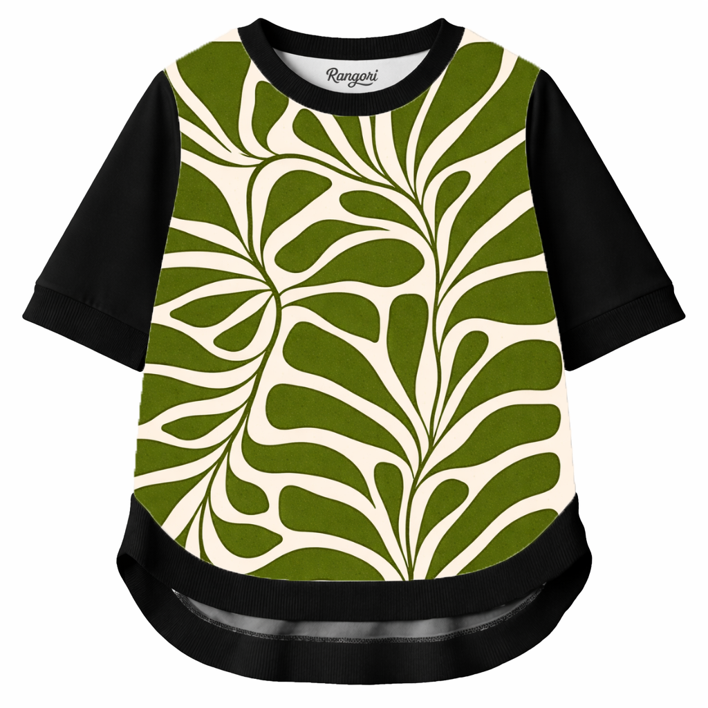 Leaf Geometry – Women Botanical Pattern T-shirt | Rangori