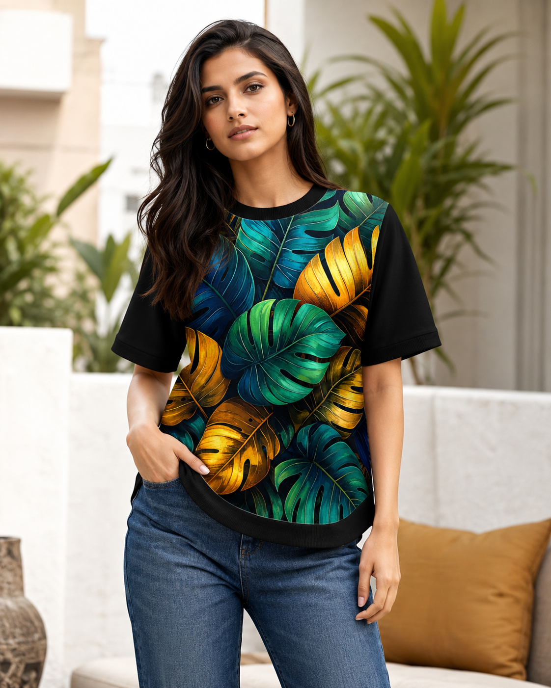 Aurelia Canopy – Women Tropical Floral Print T-shirt | Rangori