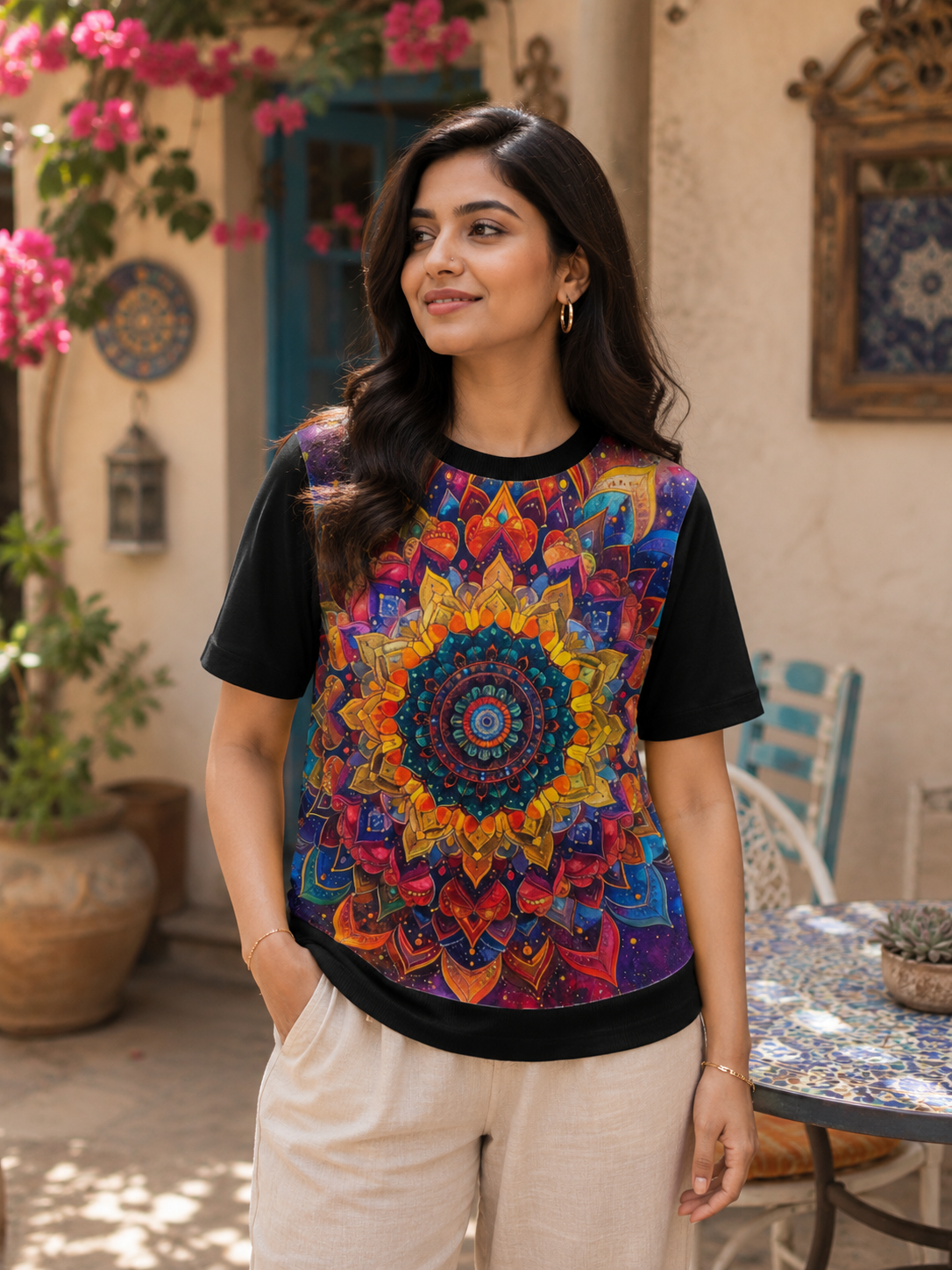 Mandala Pulse – Women Mandala Art Print T-shirt | Rangori
