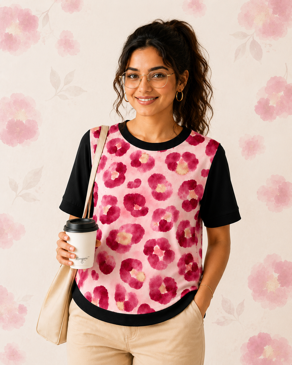 Rosé Leopard – Women Pink Leopard Print T-shirt | Rangori