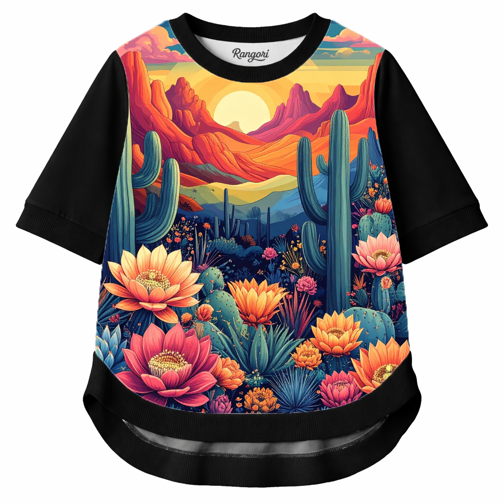 Petal Symphony – Women Vibrant Floral Print T-shirt | Rangori