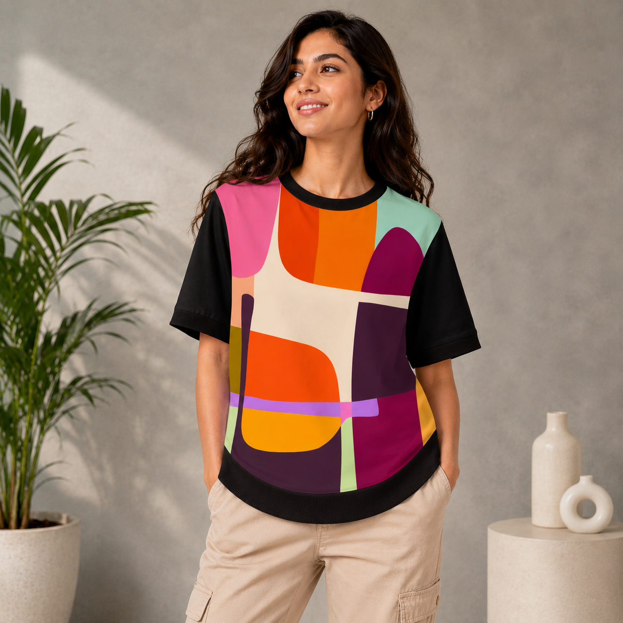 Retro Mosaic – Women Retro Abstract Print T-shirt | Rangori