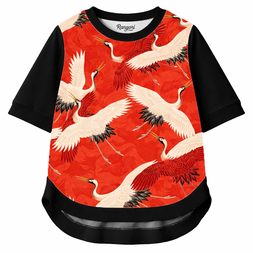 Scarlet Motion – Women Artistic Floral Print T-shirt | Rangori